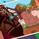 A victory screen shows Sam flashing the middle finger at the camera as she leans against a stone pillar and drinks water.
